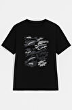 Erkek Bisiklet Yaka %100 Pamuk Baskılı Siyah T-shirt