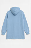 Kadın Kapüşonlu Cepli Mavi Tunik Sweatshirt