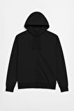 Erkek Kapüşonlu İçi Polarlı Siyah Sweatshirt