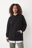 Kadın Kapüşonlu Cepli Siyah Tunik Sweatshirt