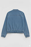 Kadın Açık Mavi Bomber Denim Ceket