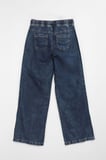 Kadın Yüksek Bel Bağcıklı Wide Leg Mavi Jean Pantolon