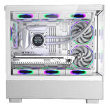 Dragos Basalt 6x ARGB Fan USB 3.0 600W 80+ Plus mATX Panoramik Temperli Cam Gaming Beyaz Kasa