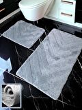 Karnali Koyu Gri 2li Banyo Paspası (60x100 50x60 cm)