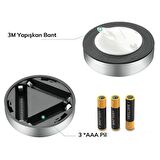 BUFFER® Kablosuz Dolap Spot Lamba Dokunmatik Pilli Led Lamba 3 Ledli Dolap Mutfak İçi Aydınlatma