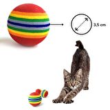 BUFFER® 3lü Eğlenceli Ve Eğitici Gökkuşağı Çok Renkli Sünger Kedi Köpek Çok Amaçlı Çiğneme Oyun Topu