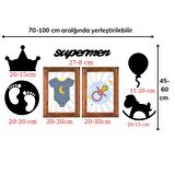 BUFFER® Supermen Dekoratif Duvar Süsü Tablo Aksesuar Ahşap Tasarım Hediye Pano Sticker Seti