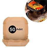 BUFFER® 50 Adet Air Fryer Pişirme Kağıdı Tek Kullanımlık Hava Fritöz Yağ Geçirmez Pişirme Kağıdı