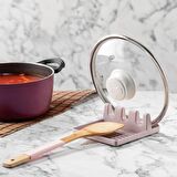 BUFFER® Tencere Kapak Tutuculu Kaşıklıklı Tencere Kapağı Standı Pratik Kaşık Kepçe Altlığı 