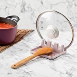 BUFFER® Tencere Kapak Tutuculu Kaşıklıklı Tencere Kapağı Standı Pratik Kaşık Kepçe Altlığı 