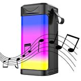 BUFFER® Usb Şarjlı Renkli LED Işıklı 1200 mAh 5W Portatif Müzik Sistemli Mini El Tipi Hoparlör