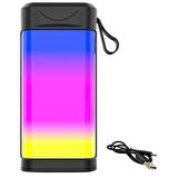 BUFFER® Usb Şarjlı Renkli LED Işıklı 1200 mAh 5W Portatif Müzik Sistemli Mini El Tipi Hoparlör