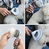 BUFFER® Kedi Köpek Tüy Toplayıcı Kendini Temizleyebilen Ergonomik Saplı Gri Fırça
