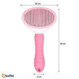 BUFFER® Kedi Köpek Tüy Toplayıcı Kendini Temizleyebilen Ergonomik Saplı Pembe Fırça