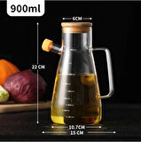 Kapris 2 Adet Bambu Kapaklı Borosilikat Cam Yağlık Sirkelik 900ml 9928