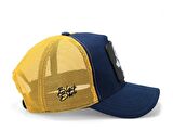 BlackBörk V1 Trucker Duckside - 1 Kod Logolu Unisex Lacivert-Sarı Şapka (Cap)