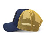BlackBörk V1 Trucker Duckside - 1 Kod Logolu Unisex Lacivert-Sarı Şapka (Cap)