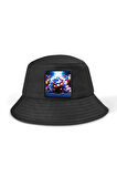  Bucket Kirpi Logolu Siyah Şapka