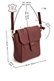 Tegan Hakiki Deri Kadın Omuz Ve Çapraz Çanta Bordo