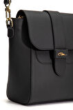 Tegan Hakiki Deri Kadın Omuz Ve Çapraz Çanta Siyah