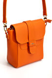 Tegan Hakiki Deri Kadın Omuz Ve Çapraz Çanta Turuncu