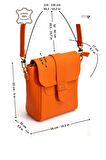 Tegan Hakiki Deri Kadın Omuz Ve Çapraz Çanta Turuncu