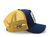 BlackBörk V1 Trucker Kanarya - 1 Kod Logolu Unisex Lacivert-Sarı Şapka (Cap)
