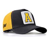 BlackBörk V1 Trucker A Harf - 4 Kod Logolu Unisex Antrasit-Sarı Şapka (Cap)