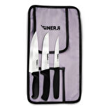 Silver Gastronomi Rulo Çantalı Bıçak Seti 3+1