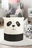 Panda Tasarımlı Filesiz Bebek Çocuk Odası Düzenleyici Saklama Kutusu Oyuncak Kirli Sepeti 37x40