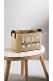 Love Baskılı Jüt Dolap Içi Çocuk Odası Oyuncak Düzenleyici Katlanır Saklama Sepeti Organizer30x22x18