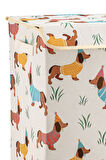 Sausage Dog Çok Amaçlı Kapaklı Oyuncak Çamaşır Saklama Kutusu Katlanır Düzenleyici 30x40x50