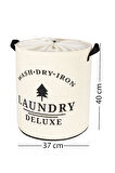 Laundry Baskılı Fileli Havlu Kıyafet Kirli Çamaşır Sepeti 37 x 40