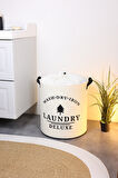 Laundry Baskılı Fileli Havlu Kıyafet Kirli Çamaşır Sepeti 37 x 40