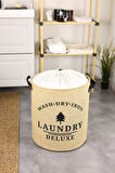 Laundry Deluxe Baskılı Fileli Jüt Katlanabilir Kıyafet Kirli Çamaşır Havlu Sepeti 37 x 40
