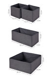 4'lü Antrasit Çizgili Dolap-Çekmece Içi Organizer Seti 28x28x13 (X1) / 28x13x13 (X1) / 13x13x13 (X2)