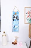 Panda Baskılı 3 Cepli Çok Amaçlı Askılı Duvar Tipi Dolap Içi Banyo Mutfak Düzenleyici Organizer 20 x 60