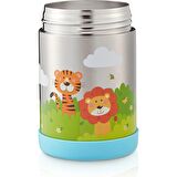 Baby Bee Aslan Zürafa Baskılı Mavi Yemek Termosu 450 ML
