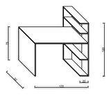 Luga Kitaplıklı Raflı Çalışma Masası Safir Meşe