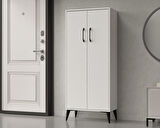 Flano Beyaz  Çok Amaçlı Dolap İki Kapaklı Dört Raflı Mutfak,Banyo,Hol,Balkon,Ofis,Ayakkabılık 