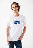 Mavi Logo Baskılı Beyaz Tişört 066842-620