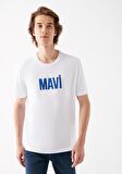 Mavi Logo Baskılı Beyaz Tişört 066842-620