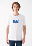 Mavi Logo Baskılı Beyaz Tişört 066842-620