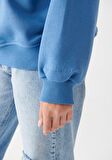 Bisiklet Yaka Mavi Basic Sweatshirt 1610198-70885