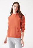 Mavi Kapüşonlu Turuncu Basic Sweatshirt 167299-70233