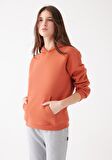 Mavi Kapüşonlu Turuncu Basic Sweatshirt 167299-70233
