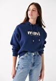 Mavi Logo Baskılı Kapüşonlu Lacivert Sweatshirt 168334-70488