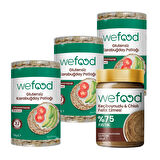 Wefood Keçiboynuzlu & Chialı Fıstık Ezmesi 300 g + Wefood Glutensiz Karabuğday Patlağı 100 gr 3'lü