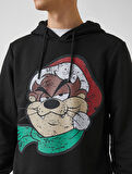 Tazmanya Canavarı Yılbaşı Kapşonlu Sweatshirt Lisanslı Baskılı
