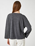 V Yaka Sweatshirt Yarasa Kollu
